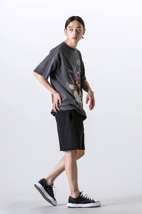 SAINT Mxxxxxx × EVANGELION NEON GNSIS TEE/BLK co-branded Neon Genesis Evangelion distressed short-sleeves, washed black S-XL, vintage NEW VINTAGE, top printing technology, garment dyeing, re-washed, distressed, correct co-branded main mark/washing mark